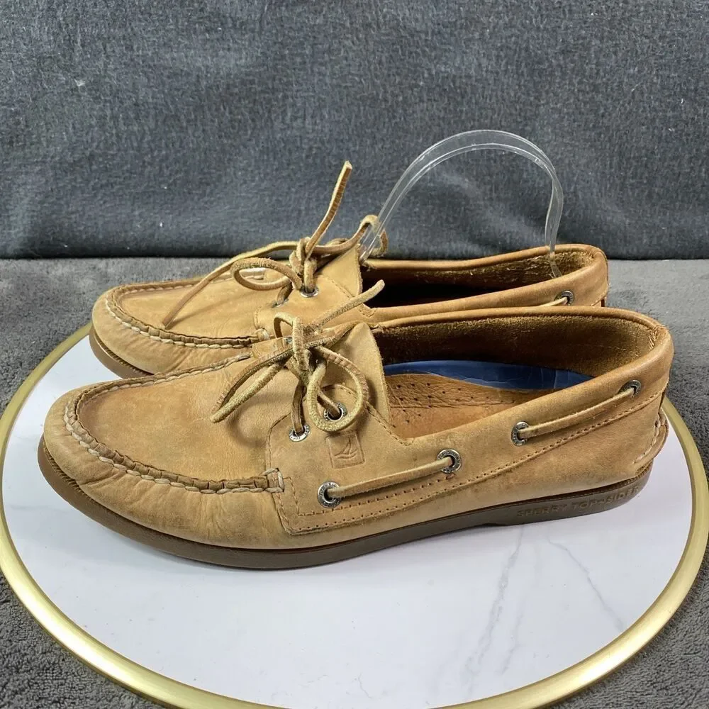 Sperry Top Sider Loafer Sahara Men's Size 9 US Brown Leather Lace Up Loafer Logo